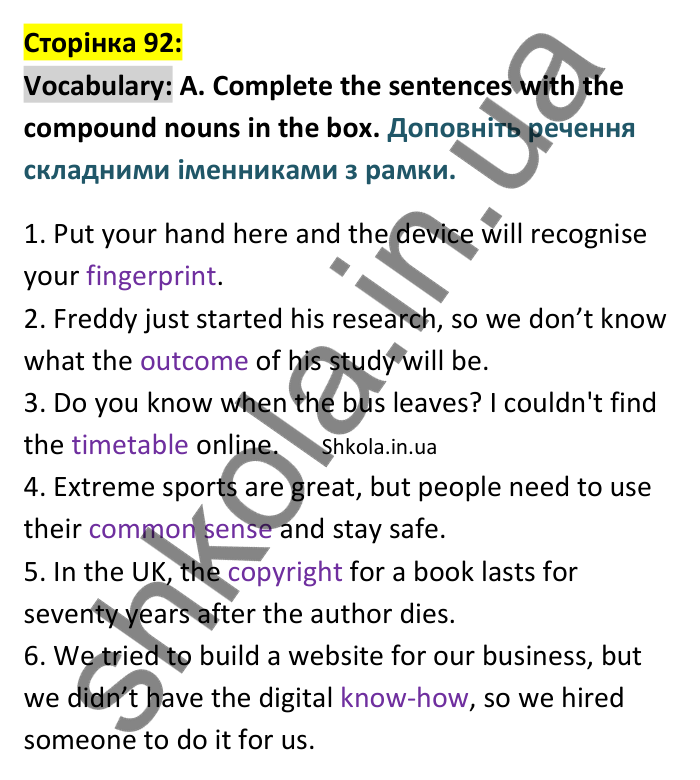 Відповідь до вправи Vocabulary A сторінка 92 - ГДЗ Англійська мова 9 клас Мітчелл 2026. Full Blast Plus 9. Students book