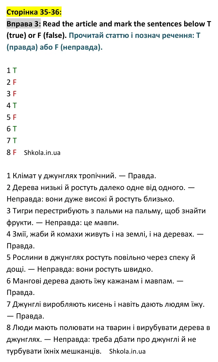 Відповідь до вправи 3, сторінка 35-36 - ГДЗ Англійська мова 9 клас Карпюк 2026 тести