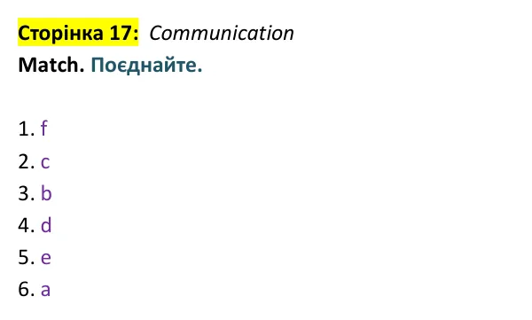 Відповідь до завдання Communication, сторінка 17 - ГДЗ Англійська мова 9 клас Мітчелл 2026 тести