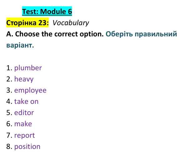 Відповідь до завдання Vocabulary A, сторінка 23 - ГДЗ Англійська мова 9 клас Мітчелл 2026 тести