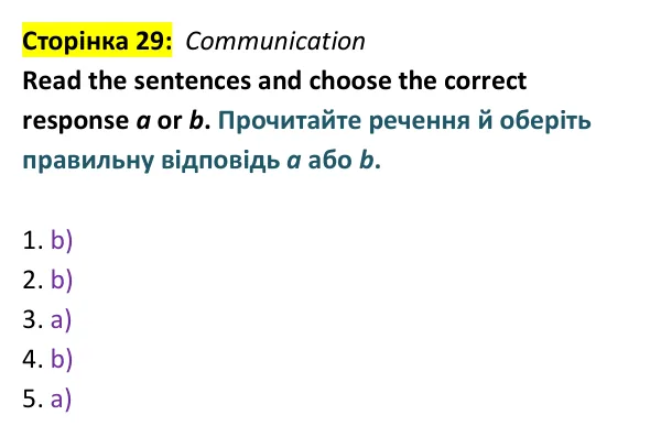 Відповідь до завдання Communication, сторінка 29 - ГДЗ Англійська мова 9 клас Мітчелл 2026 тести