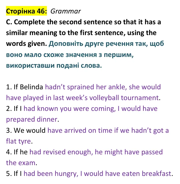 Відповідь до завдання Grammar C, сторінка 46 - ГДЗ Англійська мова 9 клас Мітчелл 2026 тести