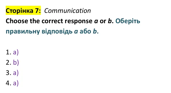 Відповідь до завдання Communication, сторінка 7 - ГДЗ Англійська мова 9 клас Мітчелл 2026 тести