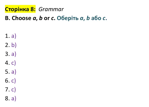 Відповідь до завдання Grammar B, сторінка 8 - ГДЗ Англійська мова 9 клас Мітчелл 2026 тести