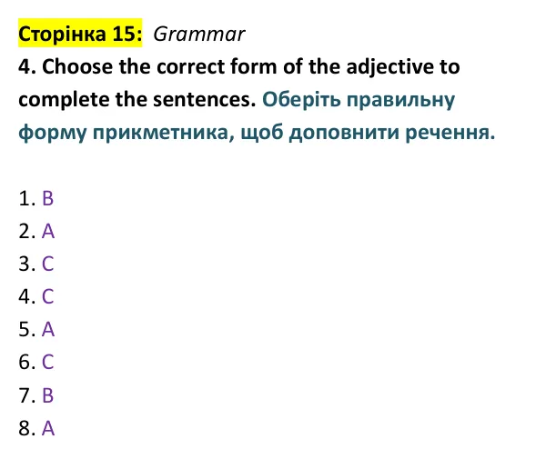 Відповідь до вправи 4 (граматика) тесту Unit 8 Test A, сторінка 15 - ГДЗ Англійська мова 9 клас Тіліуїн 2026 тести. Prepare 9 Test Book