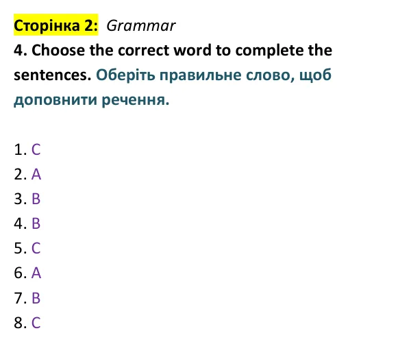 Відповідь до вправи 4 (граматика) тесту Unit 1 Test B, сторінка 2 - ГДЗ Англійська мова 9 клас Тіліуїн 2026 тести. Prepare 9 Test Book
