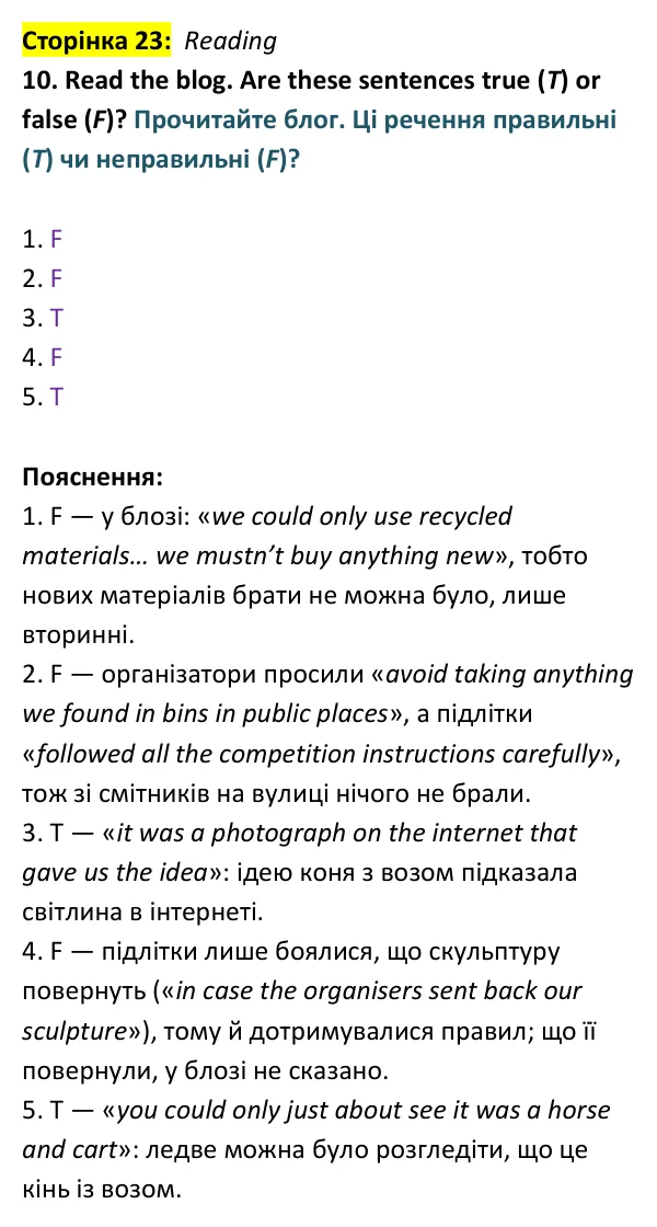 Відповідь до вправи 10 (читання) тесту Term 1 Test A, сторінка 23 - ГДЗ Англійська мова 9 клас Тіліуїн 2026 тести. Prepare 9 Test Book