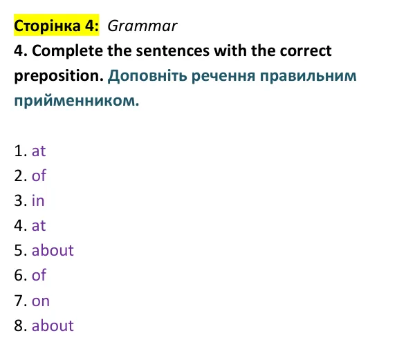 Відповідь до вправи 4 (граматика) тесту Unit 2 Test B, сторінка 4 - ГДЗ Англійська мова 9 клас Тіліуїн 2026 тести. Prepare 9 Test Book