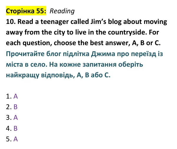 Відповідь до вправи 10 (читання) тесту Term 2 Test B, сторінка 55 - ГДЗ Англійська мова 9 клас Тіліуїн 2026 тести. Prepare 9 Test Book