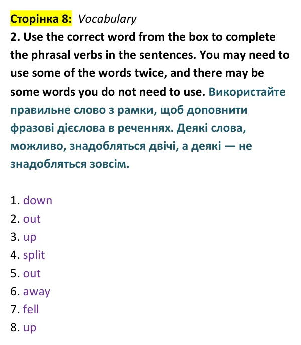 Відповідь до вправи 2 (лексика) тесту Unit 4 Test B, сторінка 8 - ГДЗ Англійська мова 9 клас Тіліуїн 2026 тести. Prepare 9 Test Book