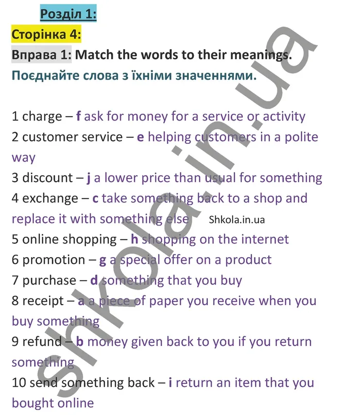 Відповідь до вправи 1 сторінка 4 - ГДЗ Англійська мова 9 клас Чілтон зошит 2026