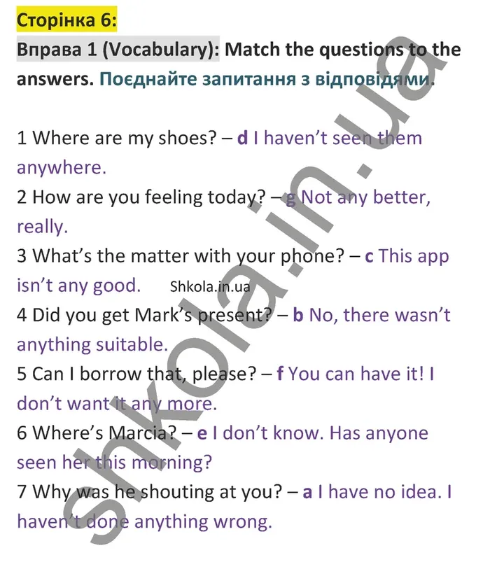 Відповідь до вправи 1 словник сторінка 6 - ГДЗ Англійська мова 9 клас Чілтон зошит 2026