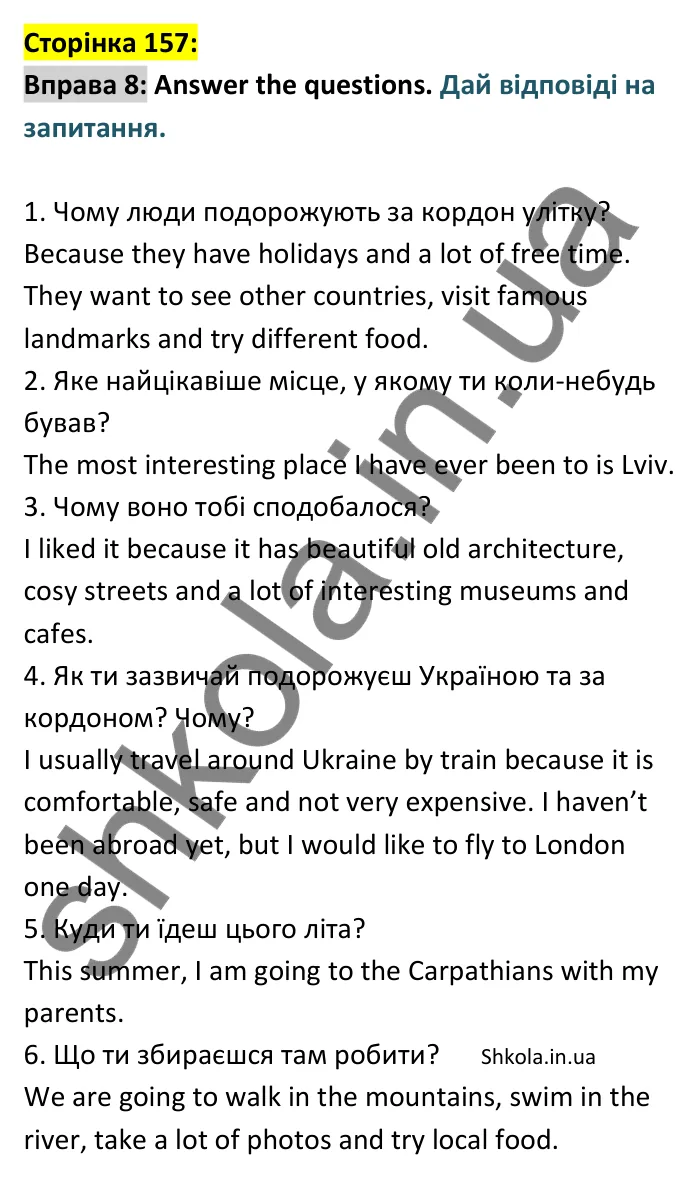 p157-ex8 Відповідь до вправи 8 сторінка 157 - ГДЗ Англійська мова 9 клас Карпюк робочий зошит 2026