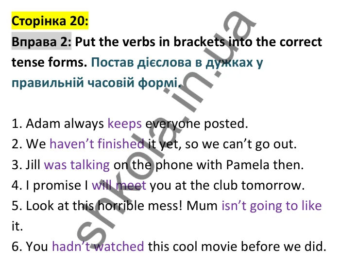Відповідь до вправи 2 сторінка 20 - ГДЗ Англійська мова 9 клас Карпюк робочий зошит 2026