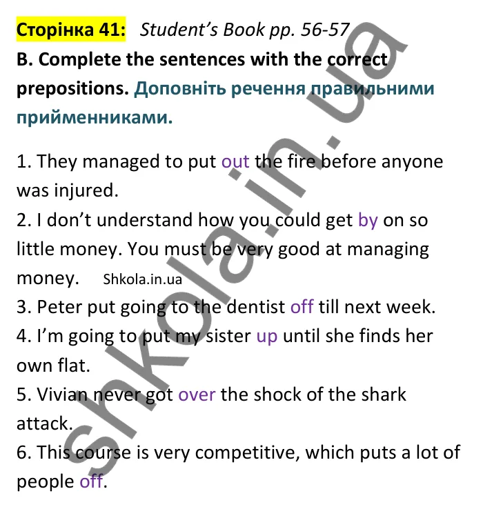Відповідь до вправи B сторінка 41 (Student’s Book pp. 56-57) - ГДЗ Англійська мова 9 клас зошит Мітчелл 2026. Full Blast Plus 9. Workbook