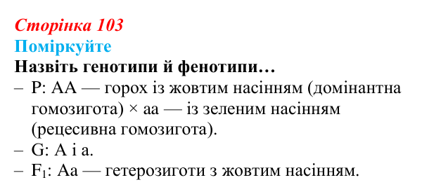 Відповідь до запитання «Поміркуйте» (с. 103) з біології для 9 класу, Андерсон 2026: § 27 Гібридологічний метод...