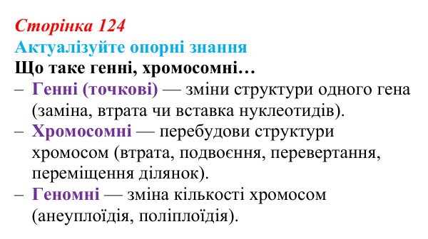 Відповідь до актуалізації знань (с. 124) з біології для 9 класу, Андерсон 2026: § 33 Медична генетика