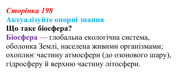 Відповідь до актуалізації знань (с. 198) з біології для 9 класу, Андерсон 2026: § 53 Учення Володимира Вернадського про...