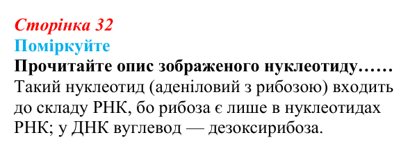 Відповідь до запитання «Поміркуйте» (с. 32) з біології для 9 класу, Андерсон 2026: § 7 Нуклеїнові кислоти: структурна...