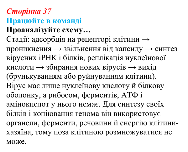 Відповідь до завдання для роботи в команді (с. 37) з біології для 9 класу, Андерсон 2026: § 8 Віруси та їхня біологічна роль