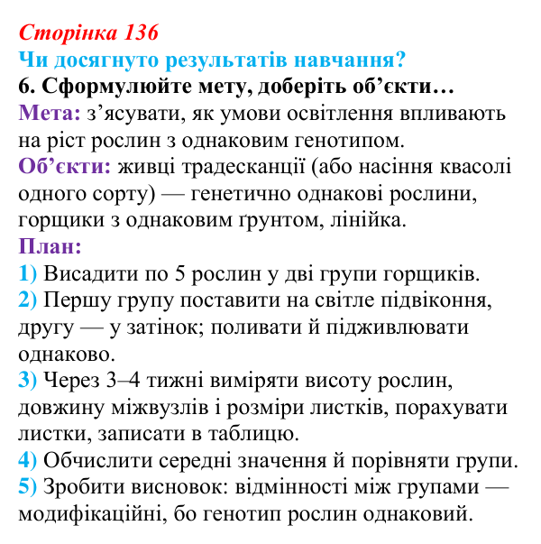 Відповідь до завдання «Чи досягнуто результатів навчання?» 6 (с. 136) з біології для 9 класу, Андерсон 2026: Чи досягнуто...