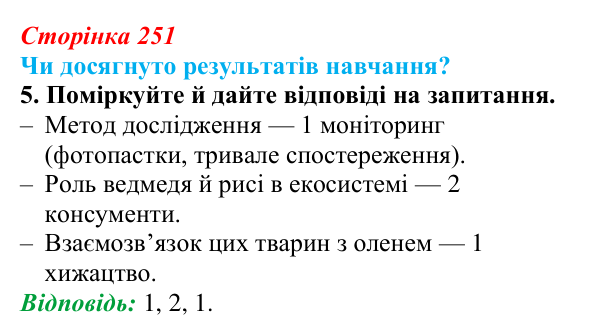 Відповідь до завдання «Чи досягнуто результатів навчання?» 5 (с. 251) з біології для 9 класу, Андерсон 2026: Чи досягнуто...