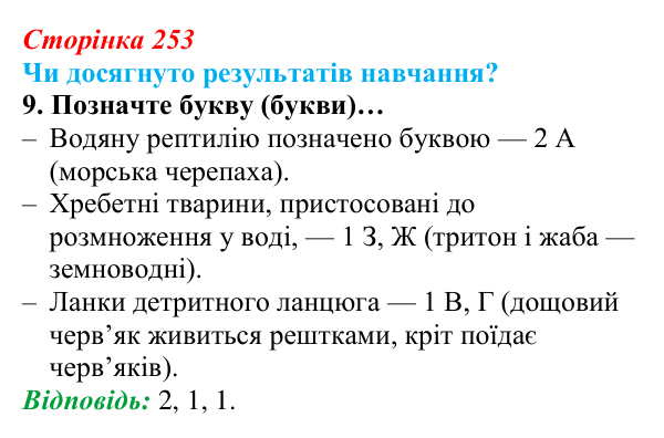 Відповідь до завдання «Чи досягнуто результатів навчання?» 9 (с. 253) з біології для 9 класу, Андерсон 2026: Чи досягнуто...