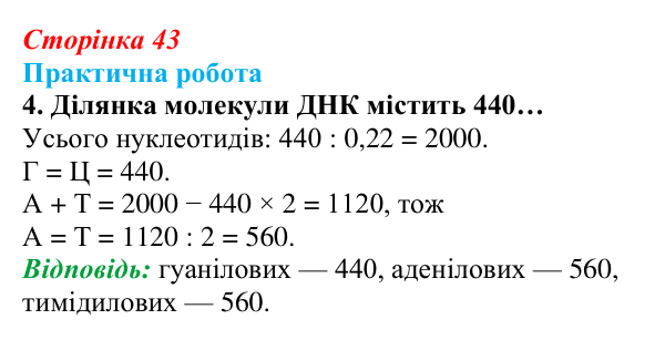 Відповідь до вправи практичної роботи 4 (с. 43) з біології для 9 класу, Андерсон 2026: Практична робота. Розв’язування...