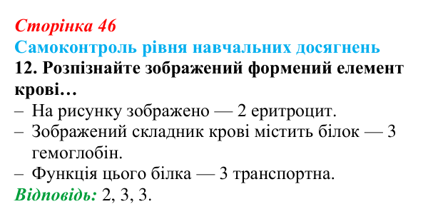 Відповідь до тестового завдання самоконтролю 12 (с. 46) з біології для 9 класу, Андерсон 2026: Самоконтроль рівня...