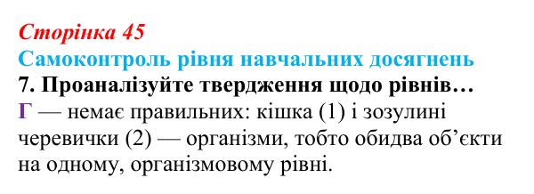 Відповідь до тестового завдання самоконтролю 7 (с. 45) з біології для 9 класу, Андерсон 2026: Самоконтроль рівня...