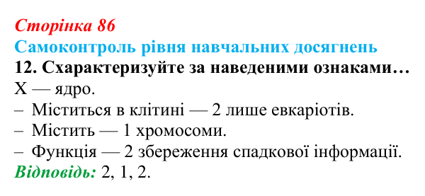 Відповідь до тестового завдання самоконтролю 12 (с. 86) з біології для 9 класу, Андерсон 2026: Самоконтроль рівня...