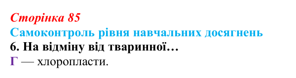Відповідь до тестового завдання самоконтролю 6 (с. 85) з біології для 9 класу, Андерсон 2026: Самоконтроль рівня...