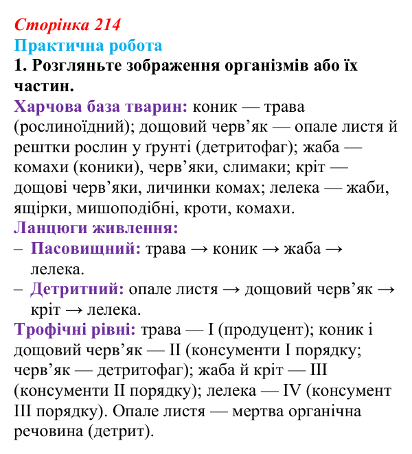 Відповідь до завдання практичної роботи 1 (с. 214) з біології для 9 класу, Андерсон 2026: Практична робота. Складання...