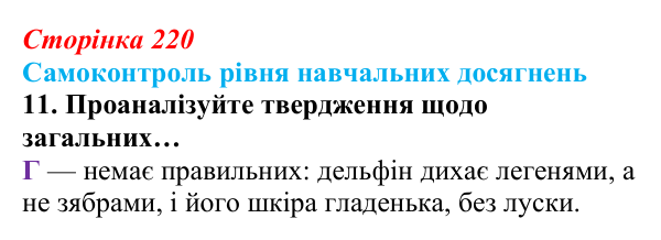 Відповідь до тестового завдання самоконтролю 11 (с. 220) з біології для 9 класу, Андерсон 2026: Самоконтроль рівня...