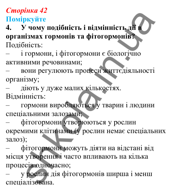 Відповідь до «Поміркуйте» 4 § 11 (с. 42) з біології для 9 класу (Балан, 2026): Біологічно активні речовини