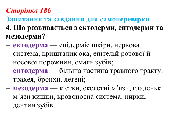 Відповідь до завдання 4 (с. 186) з біології для 9 класу, Горобець 2026: зародковий розвиток хордових, поліембріонія