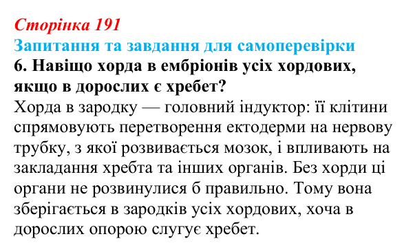 Відповідь до завдання 6 (с. 191) з біології для 9 класу, Горобець 2026: гомеозисні гени, ембріональна індукція