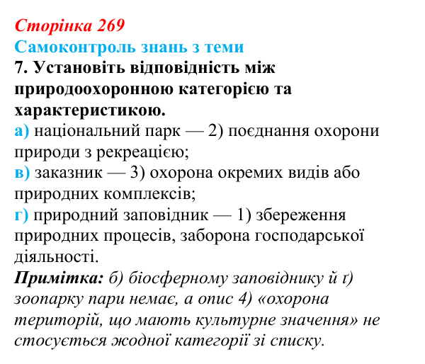 Відповідь до самоконтролю знань з теми, завдання 7 (с. 269) з біології для 9 класу, Горобець 2026: самоконтроль знань...