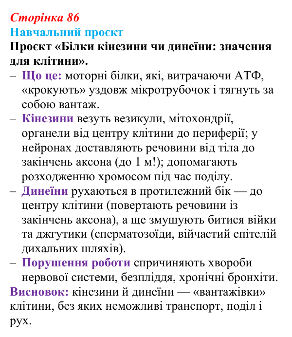 Відповідь до навчального проєкту (с. 86) з біології для 9 класу, Горобець 2026: транспорт речовин через плазматичну мембрану