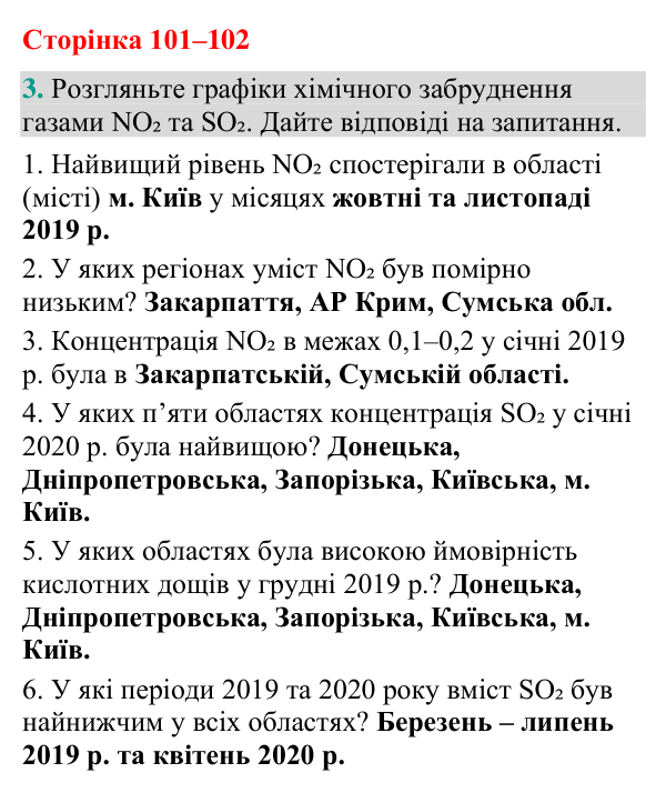 Відповідь до завдання 3 (с. 101-102) з біології для 9 класу (Кулініч, 2026): Забруднення довкілля