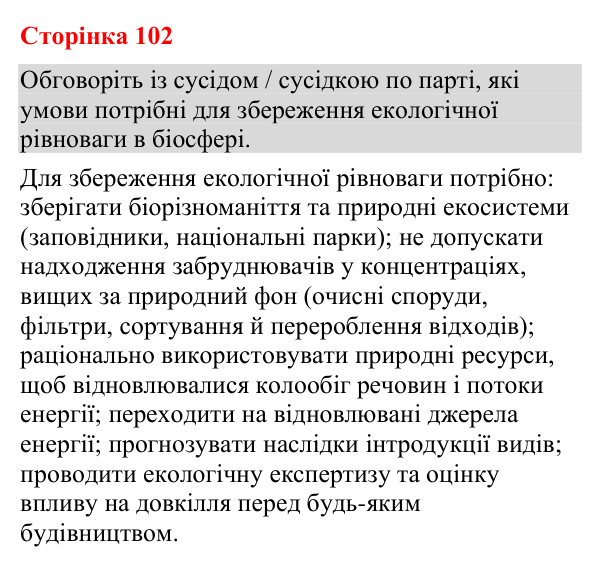 Відповідь до додаткового завдання (с. 102) з біології для 9 класу (Кулініч, 2026): Забруднення довкілля