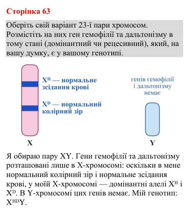 Відповідь до додаткового завдання (с. 63) з біології для 9 класу (Кулініч, 2026): Генетика статі