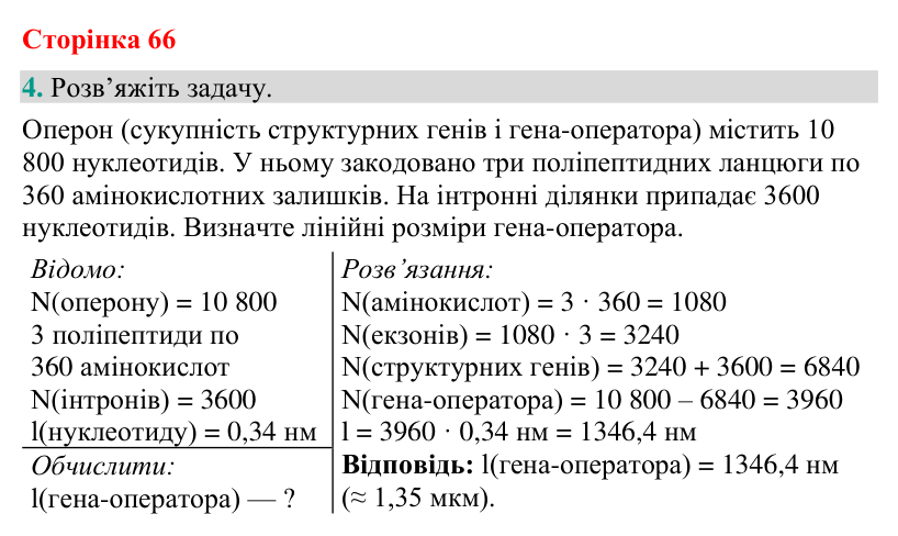 Відповідь до завдання 4 (с. 66) з біології для 9 класу (Кулініч, 2026): Регуляція активності генів