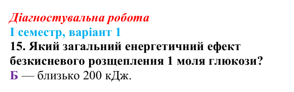 Відповідь до завдання 15 діагностувальної роботи (І семестр) з біології для 9 класу, Соболь 2026