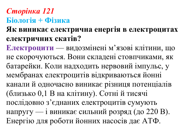 Відповідь до питання 1 на с. 121 (§ 7.2) з біології для 9 класу, Соболь 2026: Енергетичний обмін організмів