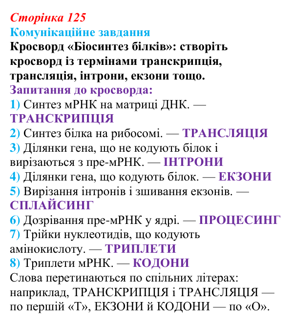 Відповідь до завдання 1 «Саморозвитку» (§ 7.3, с. 125) з біології для 9 класу, Соболь 2026: Пластичний обмін. Біосинтез...