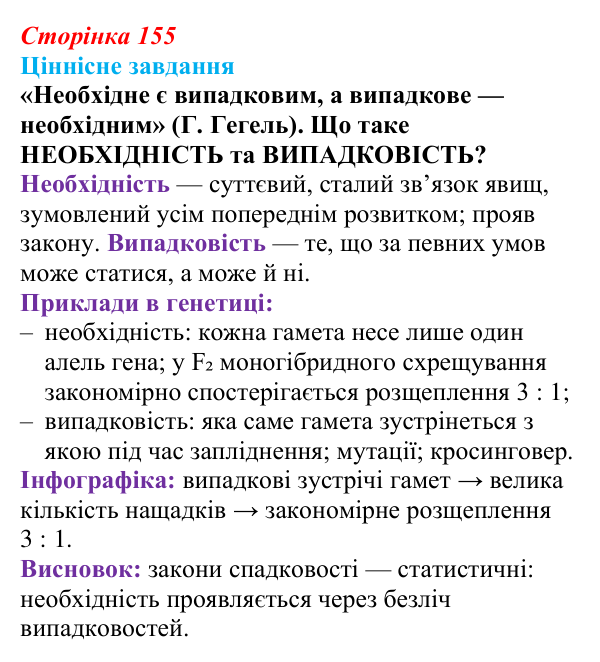 Відповідь до ціннісного завдання (§ 9.1, с. 155) з біології для 9 класу, Соболь 2026: Спадковість організмів