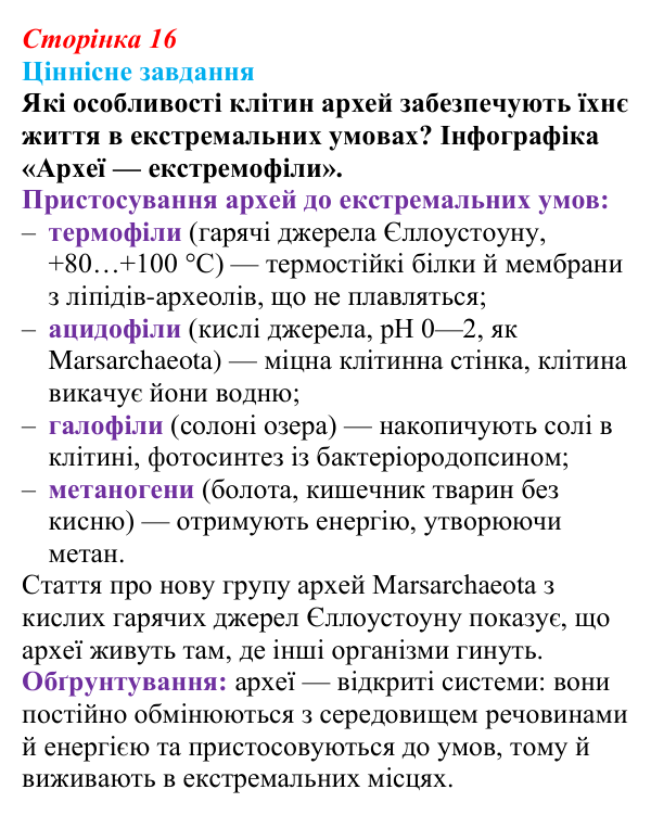 Відповідь до ціннісного завдання (§ 1.4, с. 16) з біології для 9 класу, Соболь 2026: Клітинні форми життя. Бактерії. Археї