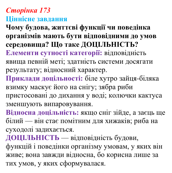 Відповідь до ціннісного завдання (§ 10.1, с. 173) з біології для 9 класу, Соболь 2026: Середовище існування організмів