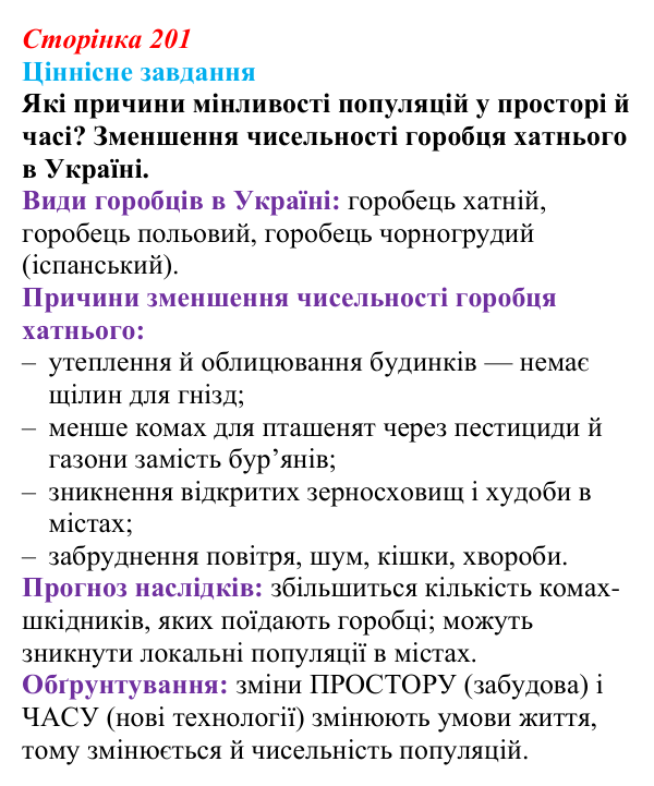 Відповідь до ціннісного завдання (§ 11.4, с. 201) з біології для 9 класу, Соболь 2026: Динаміка популяцій